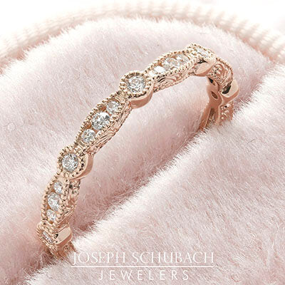 Style 103384: Ella Bella Wedding Band with Hand Engraving and Lab Diamonds