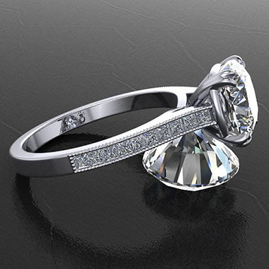 Style 103330: Double Claw Prong Cathedral Engagement Ring With Channel Set Princess Cut Diamonds