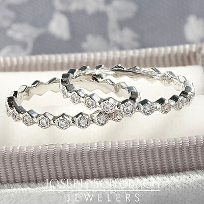 Style 103356: Hexagon Shaped Round Lab Diamond Wedding Band With Milgrained Edges