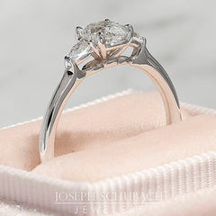Style 103378: Old Mine Cut and Antique Pear Lab Grown Diamond Three Stone Ring