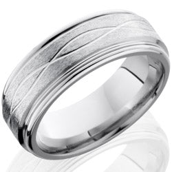 Style 103769: Cobalt Chrome 8mm Flat Band with Rounded Edges and Infinity Pattern