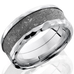 Style 103773: Cobalt Chrome 9mm Beveled Band with 5mm Meteorite