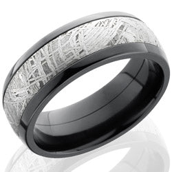 Style 103969: Zirconium 8mm Domed Band with 5mm Meteorite