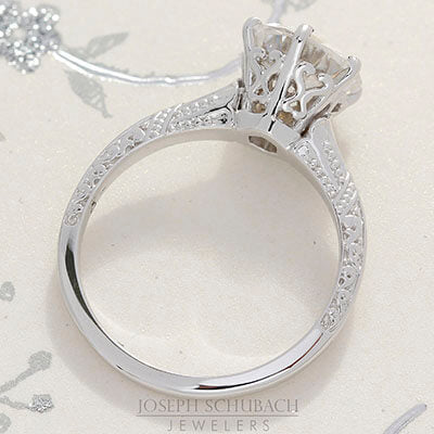 Style 103201: Vintage Style Round Solitaire Engagement Ring With Engraving