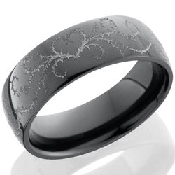 Style 103874: Zirconium 7mm domed band with laser carved Thorn Heart pattern