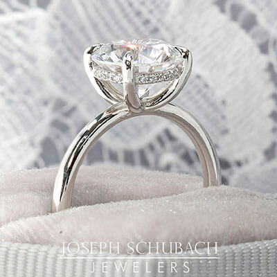 Round Duchess Engagement Ring with Petite Pavé Under Bezel