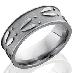 Style 103564: Titanium 8mm Flat Band with Deer Track Pattern