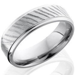 Style 103536: Titanium 7mm Flat Band with Grooved Edge