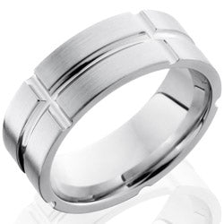 Style 103729: Cobalt Chrome 8mm Flat Band with Segmented Pattern