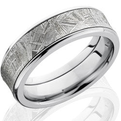 Style 103979: Cobalt Chrome 7mm Concave Band with Beveled Edges and 5mm Meteorite