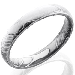 Style 103802: Damascus Steel 4mm Domed Band