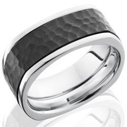 Style 103794: Cobalt Chrome 10mm Flat, Square Band with 6mm Zirconium Inlay