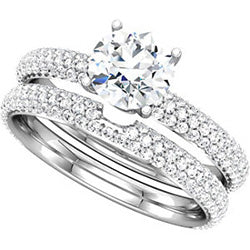 Three Row Diamond Engagement Ring - Top View