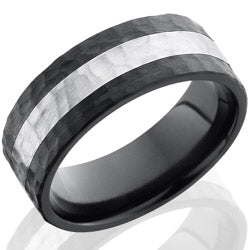 Style 103911: Zirconium 8mm Flat Band with 3mm SS