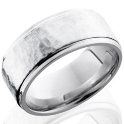 Style 103785: Cobalt Chrome 9mm Flat Band with Grooved Edges and 6mm SS