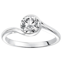 Style 102990: Bezel Set Bypass Design Round Solitaire Engagement Ring