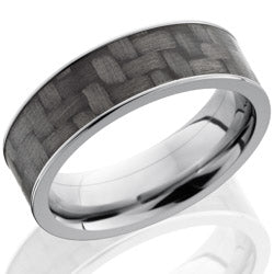 Style 103596: Titanium 7mm Flat Band with 6mm of Carbon Fiber