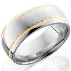 Style 103779: Cobalt Chrome 9mm Domed Band with 2mm Milgrained 14KY