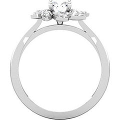 Flower Design Halo Engagement Ring with Diamonds
