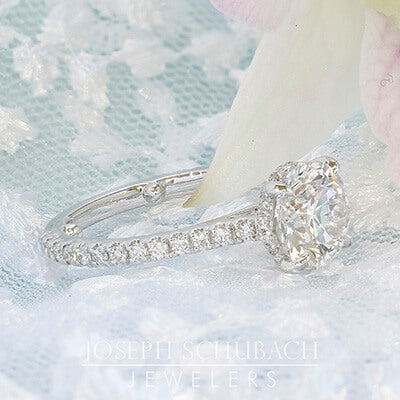 Style 103366: The Victoria Engagement Ring for Round Center with Pavé Diamond Band and Under Bezel