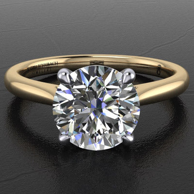 Classic Tapered Round Cathedral Solitaire Engagement Ring with Surprise Accent Diamond Style 103323