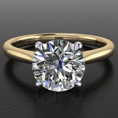 Classic Tapered Round Cathedral Solitaire Engagement Ring with Surprise Accent Diamond Style 103323