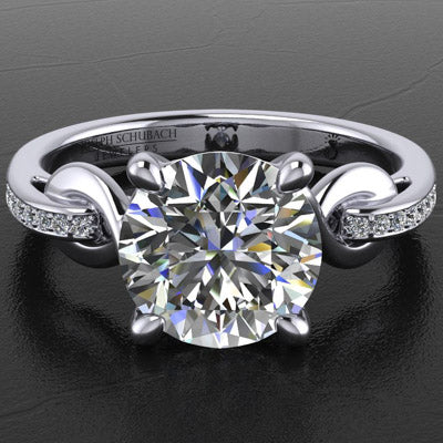 Style 103313: Ribbon Engagement Ring With A Pave Set Diamond Band