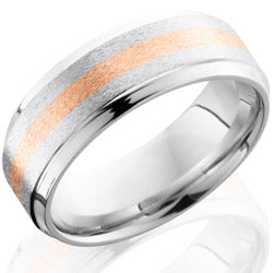Style 103694: Cobalt Chrome 8mm Beveled Band with 2mm 14KR