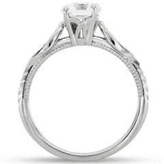 Style 103202: Vintage Style Engraved Engagement Ring With Side Diamonds