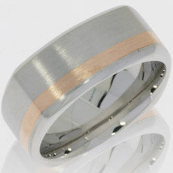 Style 103776: Cobalt Chrome 9mm Beveled Square Band with 2mm 14KY