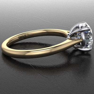Classic Tapered Round Cathedral Solitaire Engagement Ring with Surprise Accent Diamond Style 103323