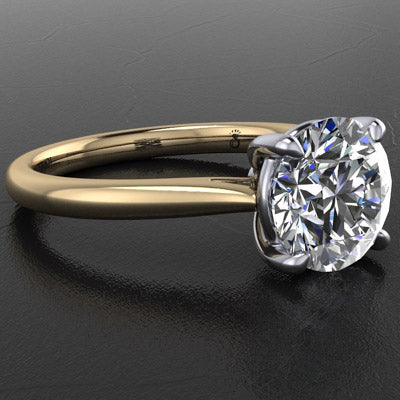 Classic Tapered Round Cathedral Solitaire Engagement Ring with Surprise Accent Diamond Style 103323