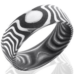 Style 103830: Tiger Patterned Damascus Steel 8mm Domed Band
