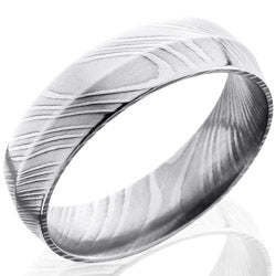 Style 103805: Damascus Steel 6mm Peaked Band