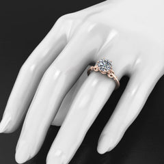 Style 103325: Solitaire Scroll Engagement Ring with Bezel Set Diamond Accents