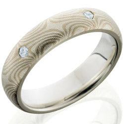 Style 103848: Mokume 5mm Domed with PD, SS and Flush Set White Round Diamonds