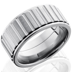 Style 103508: Titanium 10mm Flat, Spinner Band with Gear Pattern