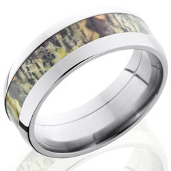 Style 103618: Titanium 8mm Domed Band with 4mm of MossyOak Camo