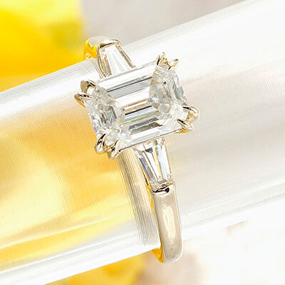 Style 103364: Manhattan Three Stone Emerald Cut Engagement Ring with Baguette Side Stones