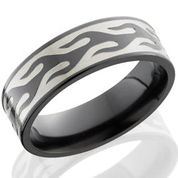 Style 103879: Zirconium 7mm flat band with Contour Flame design