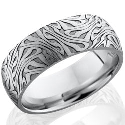 Style 103710: Cobalt Chrome 8mm domed band with laser carved Escher 1 pattern