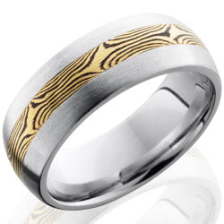 Style 103719: Cobalt Chrome 8mm Domed Band with 3mm Mokume Inlay