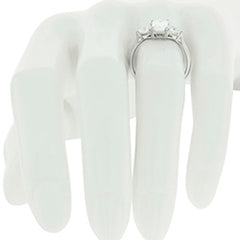 Style 102245: Radiant Shaped Three Stone Ring With Diamond Triangle Side Stones