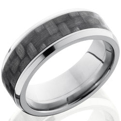 Style 103597: Titanium 8mm Beveled Band with 5m of Carbon Fiber