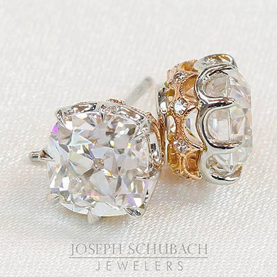 Style 103388: Vintage Inspired Cushion Earrings with Diamond Accents