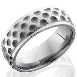 Style 103556: Titanium 8mm Domed Band with Grooved Edges and Dot Pattern
