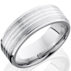 Style 103745: Cobalt Chrome 8mm Flat Band with Grooved Edges and 1.5mm SS
