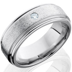 Style 103768: Cobalt Chrome 8mm Flat Band with Rounded Edges and Flush Set .07ct White Diamond