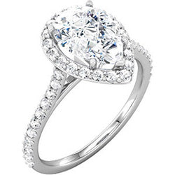 Pear Shaped Halo Engagement Ring with Diamonds