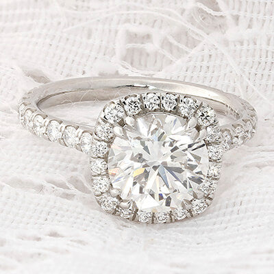 High Bench Collection: Cushion Shape Halo Engagement Ring For A Round Stone